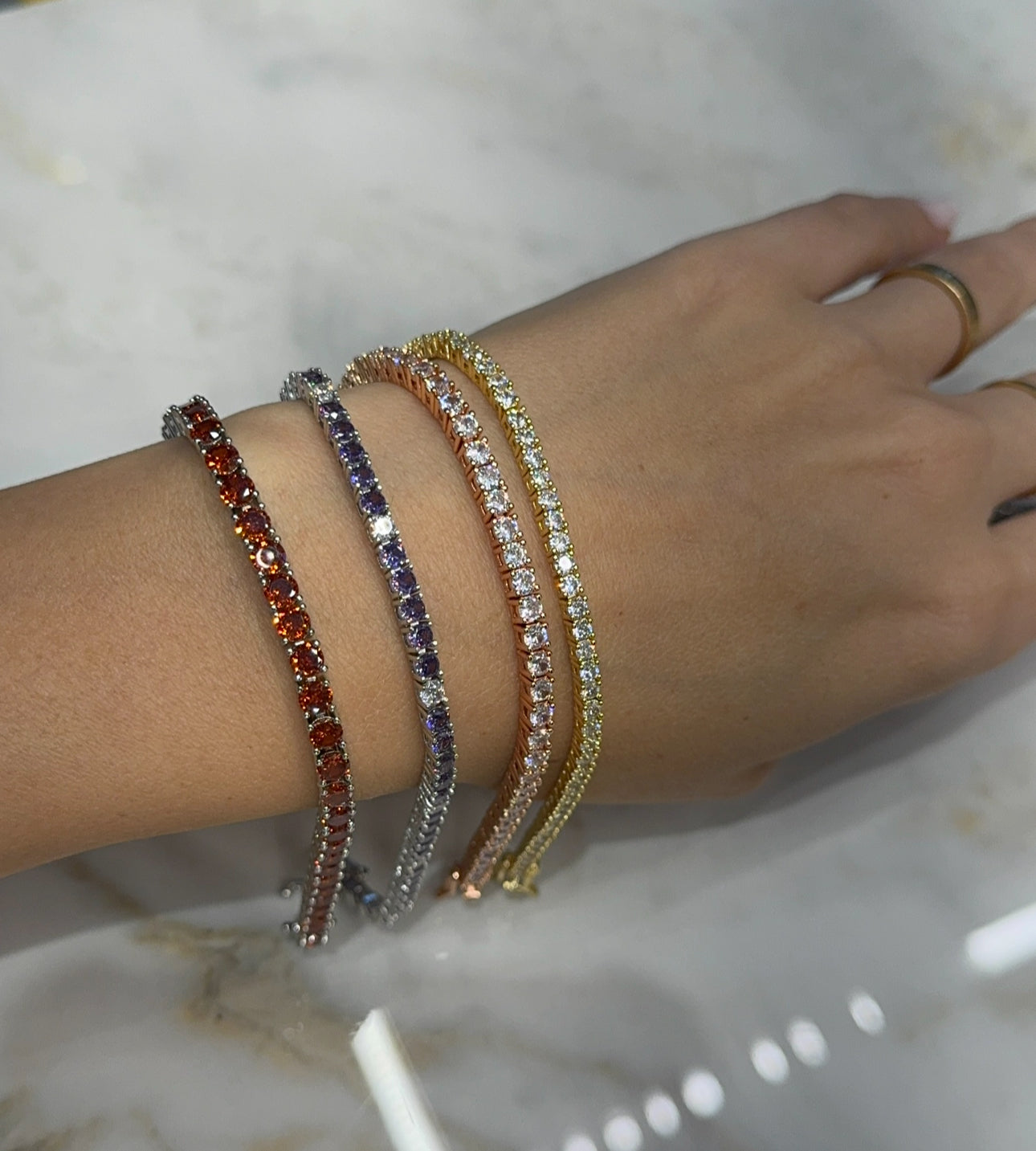 CLASSIC 3MM TENNIS BRACELET (GOLD BASE)