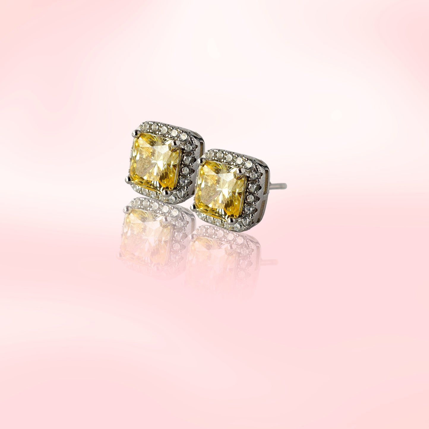 YELLOW SAPPHIRE STUDS WITH HALO
