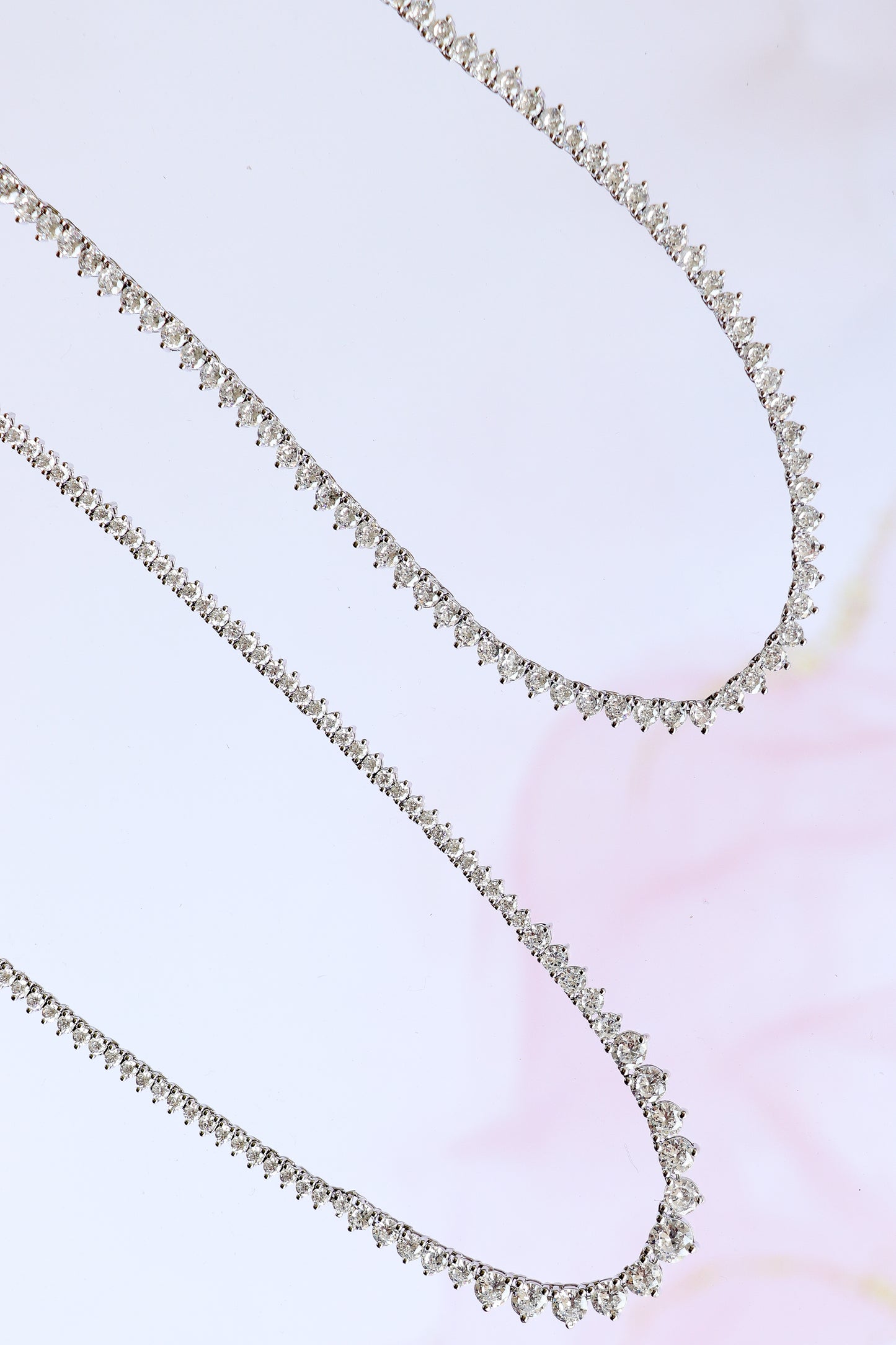 CLASSIC TENNIS NECKLACE 3MM 3 CLAWS (ALL STONES THE SAME SIZE, WHITE BASE)