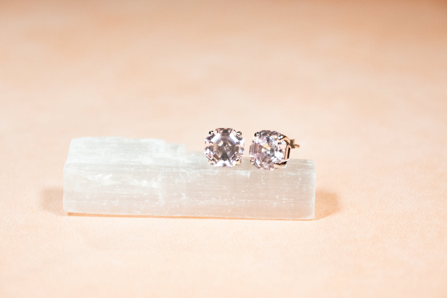 HIGH CARBON PINK DIAMOND ASSCHER CUT STUDS