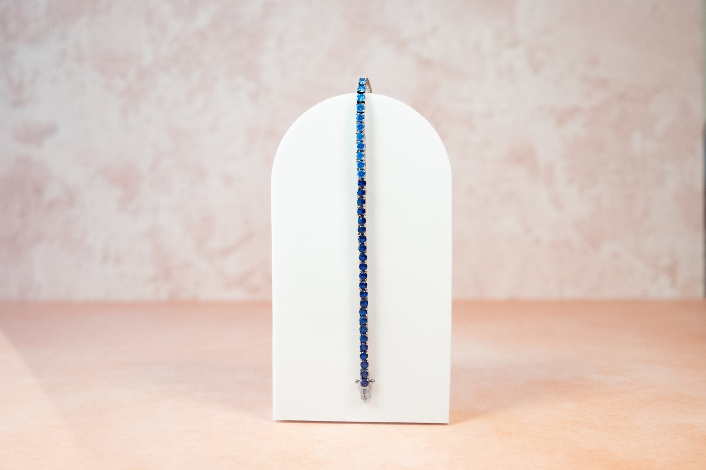 THE “BLUE HALF AND HALF” GREEN AND WHITE TENNIS BRACELET 3MM (SILVER BASE)