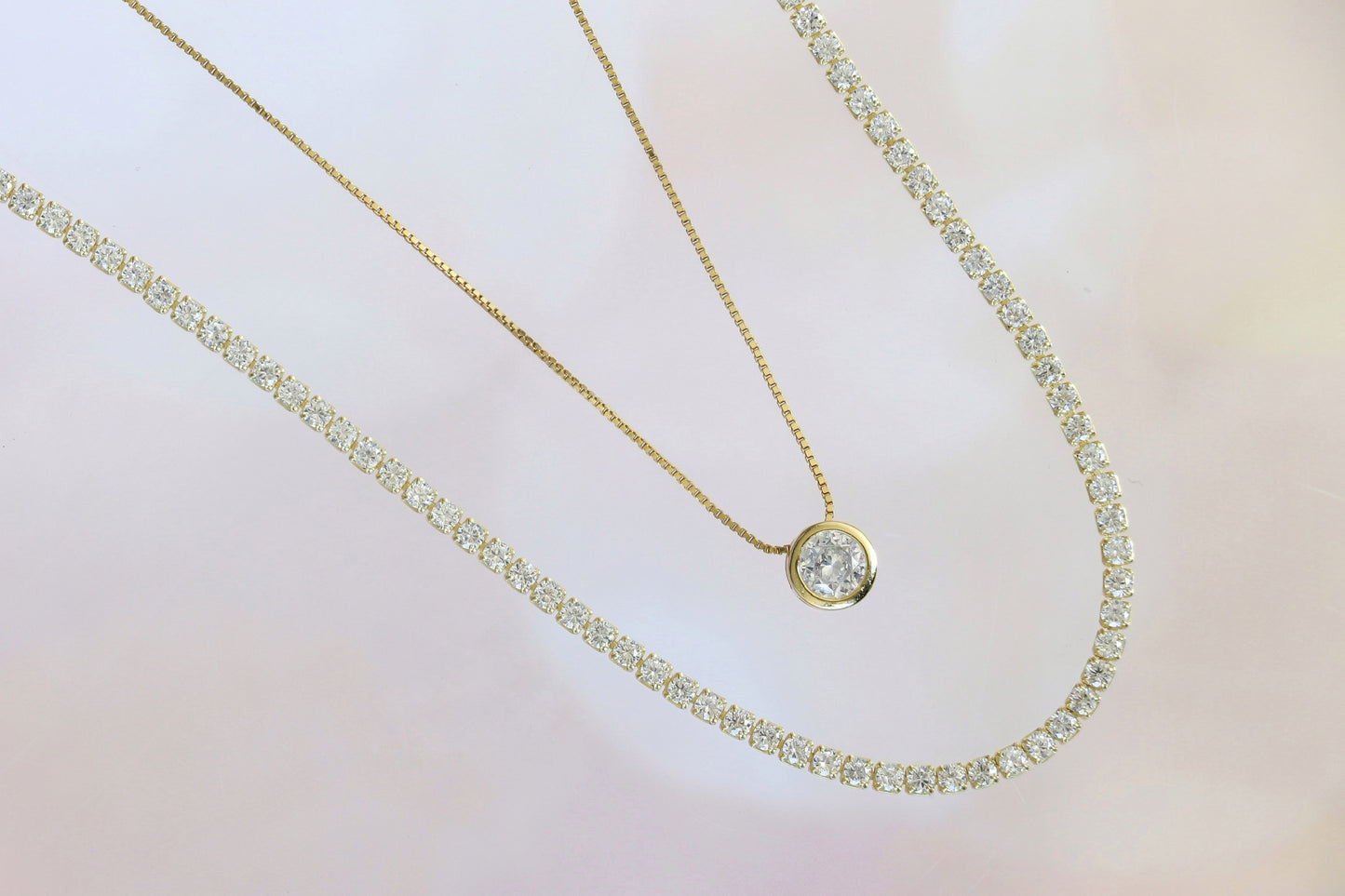 CLASSIC THIN TENNIS NECKLACE GOLD BASE 1.5MM