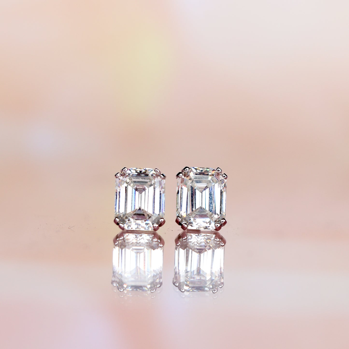 MOISSANITE EMERALD CUT STUDS