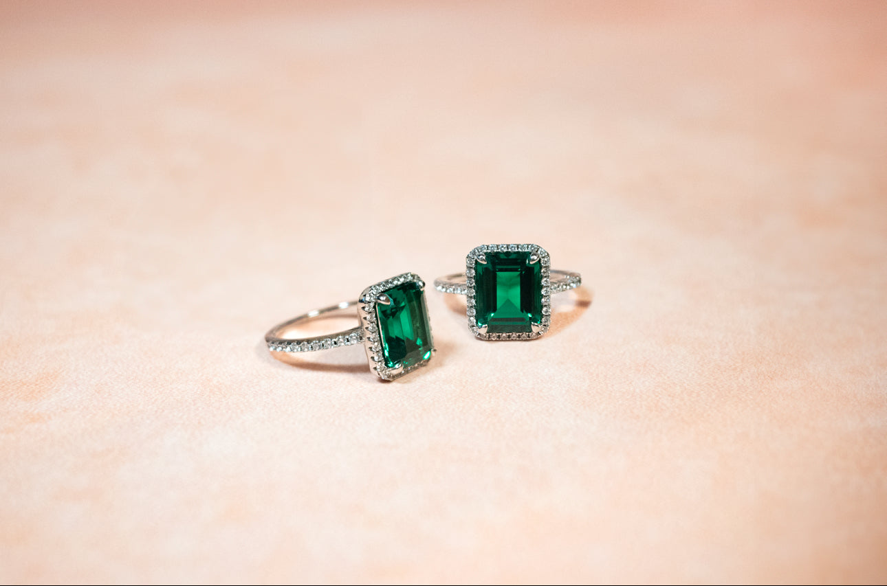 HIGH CARBON DIAMOND “EMERALD HEART” RING