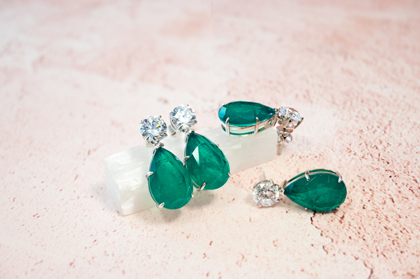 THE “ ROYAL EMERALD DROPS” LONG EARRINGS