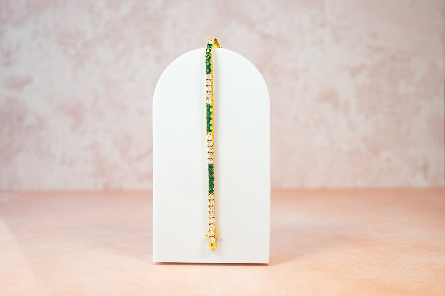 THE “GOLDEN VERDE RADIANCE” TENNIS BRACELET 3MM (GOLD BASE)