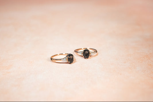 RUTILATED BLACK QUARTZ OVAL RING
