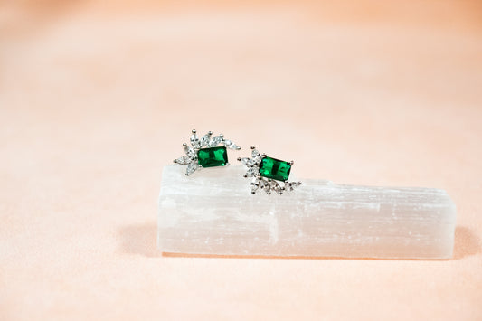 THE “EMERALD FLORAL AURA” EARRINGS