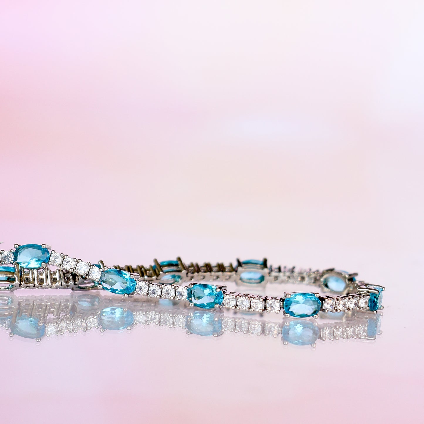 AQUAMARINE OVAL TENNIS BRACELET
