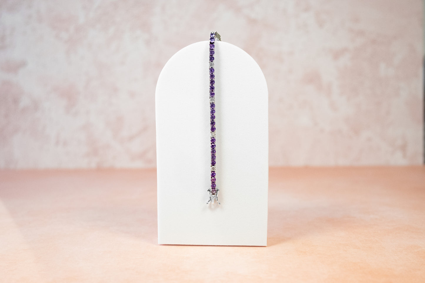 CLASSIC PURPLE 3MM TENNIS BRACELET (WHITE BASE)
