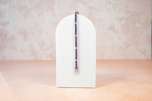 CLASSIC PURPLE 3MM TENNIS BRACELET (WHITE BASE)