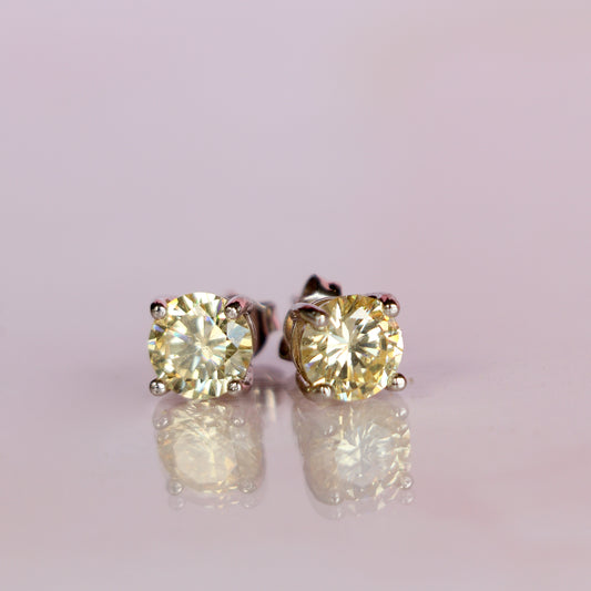 LAB GROWN CANARY DIAMOND STUDS 1CT