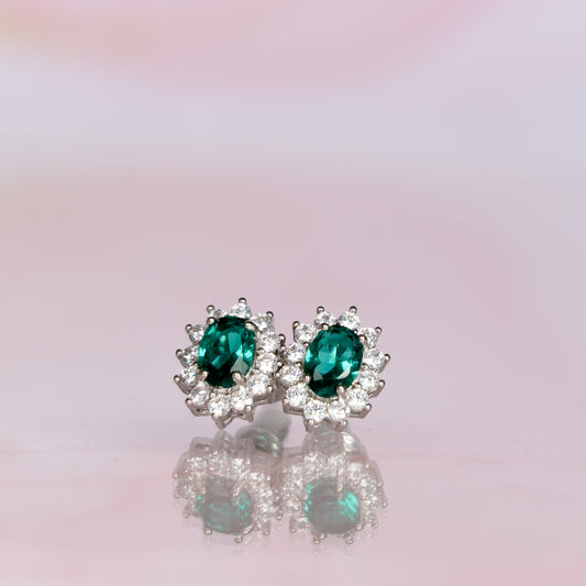 SMALL EMERALD LADY DI EARRINGS