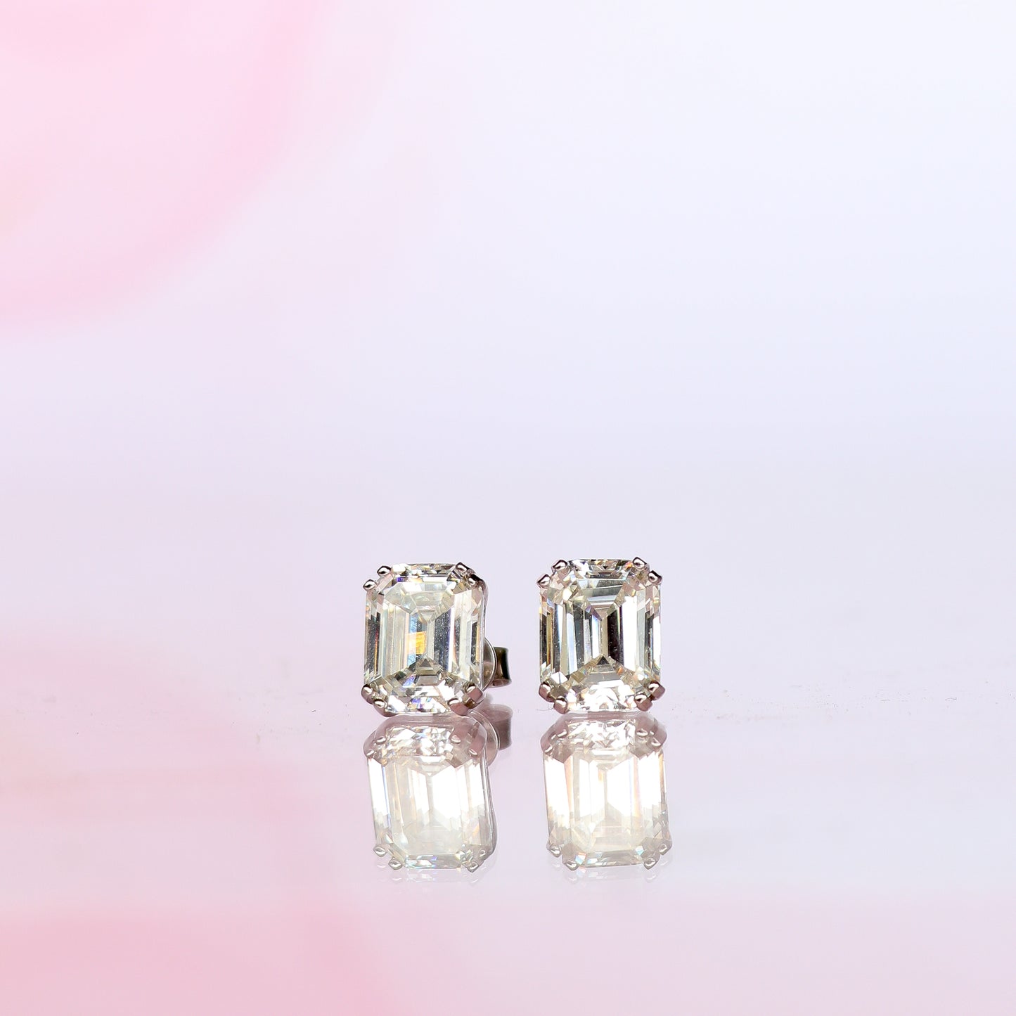 MOISSANITE EMERALD CUT STUDS