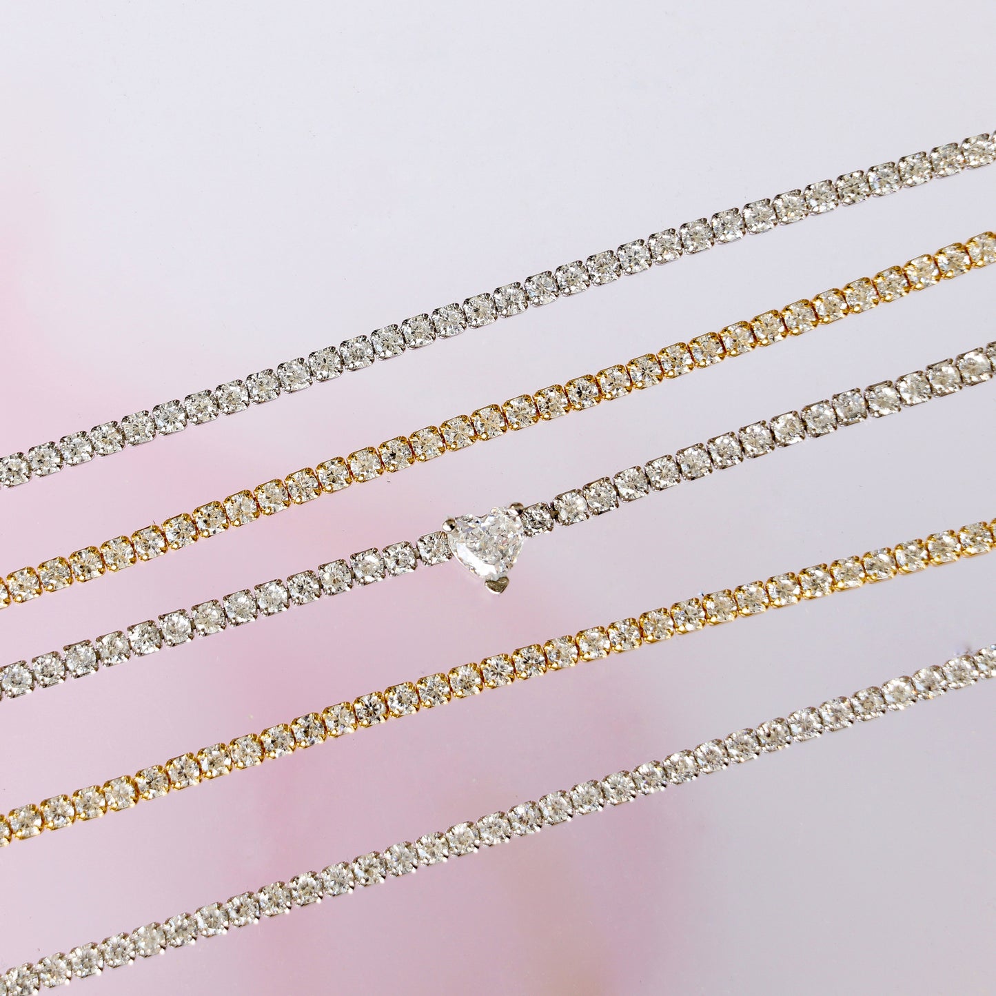 CLASSIC THIN TENNIS NECKLACE SILVER BASE 2MM