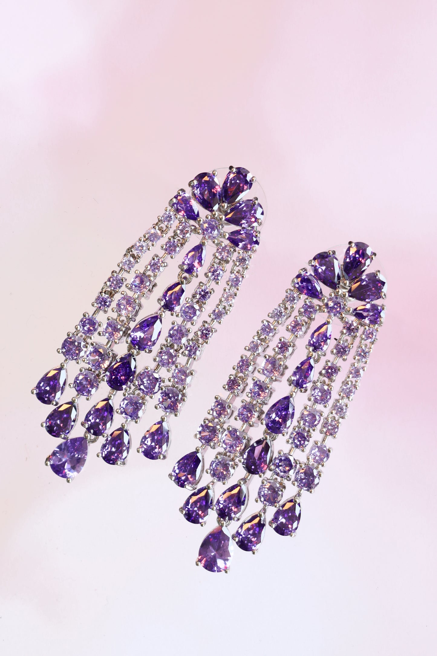 THE “PURPLE CASCADE” LONG EARRINGS