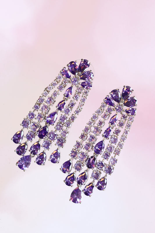 THE “PURPLE CASCADE” LONG EARRINGS