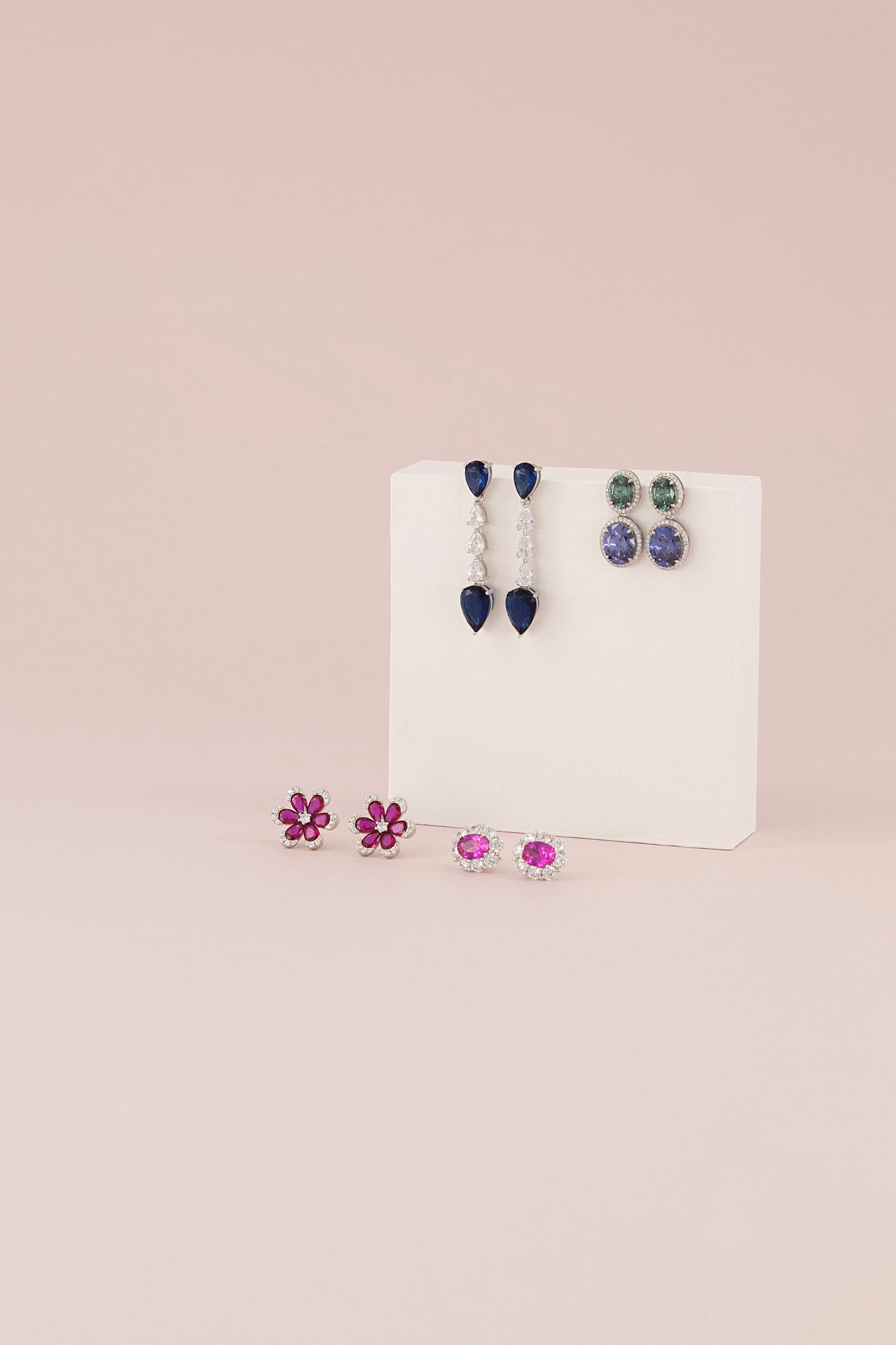 THE “TANZALINE” OVAL EARRINGS (green & blue)