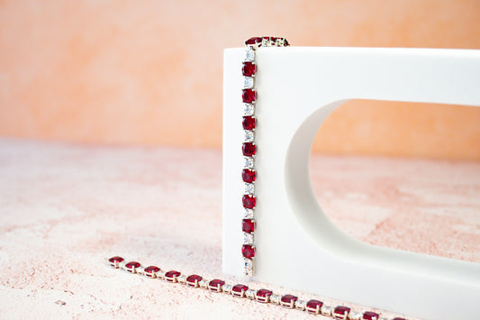 CLASSIC “WHITE AND ROUGE” TENNIS BRACELET