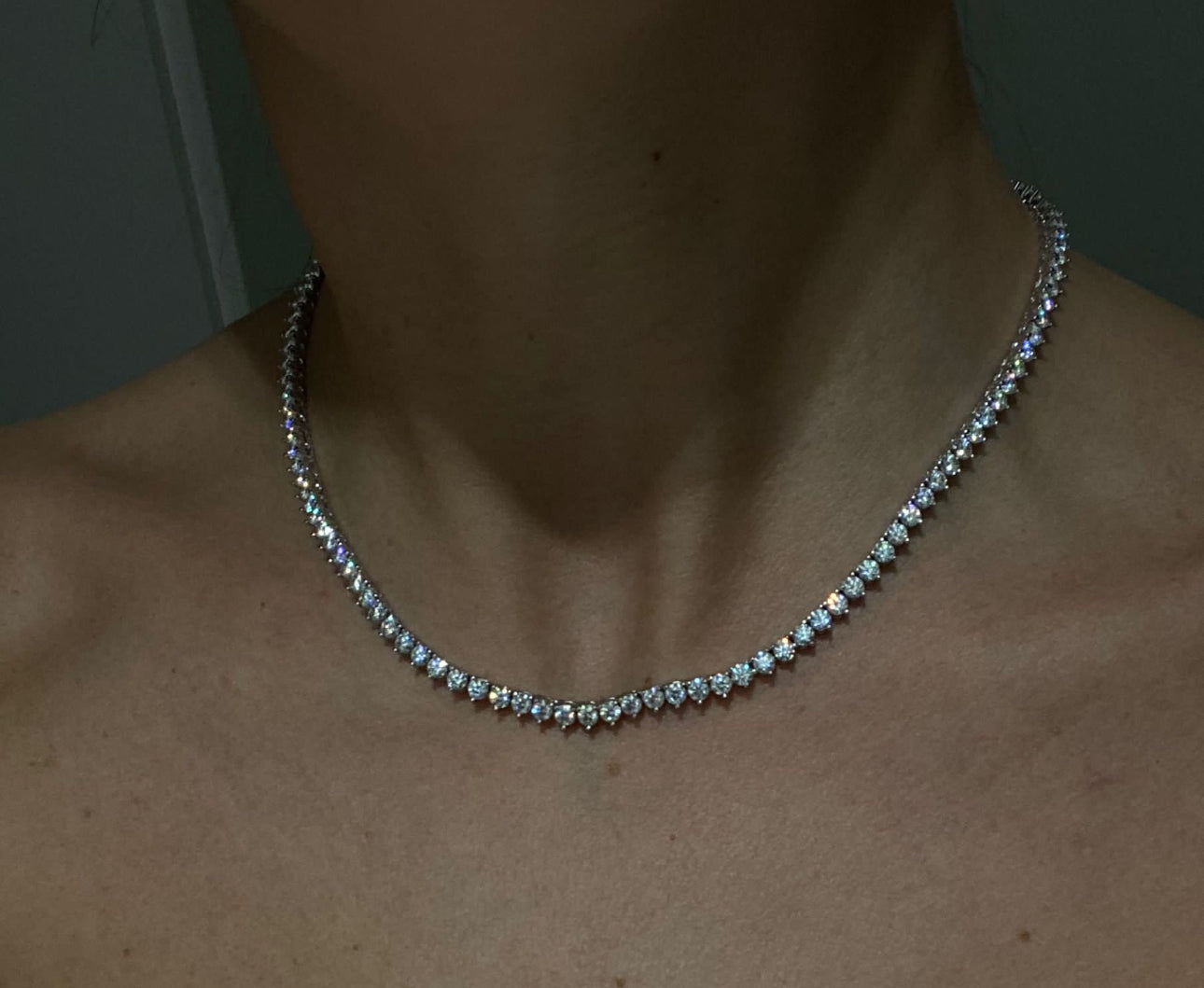 MOISSANITE CLASSIC NECKLACE WITH GRA CERTIFICATE 3MM 3 CLAWS (ALL STONES THE SAME SIZE)