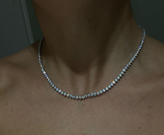 MOISSANITE CLASSIC NECKLACE WITH GRA CERTIFICATE 3MM 3 CLAWS (ALL STONES THE SAME SIZE)
