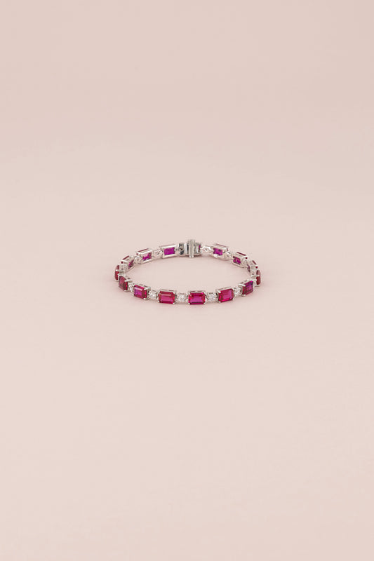 THE “RUBY BLANC” TENNIS BRACELET BAGUETTE CUT